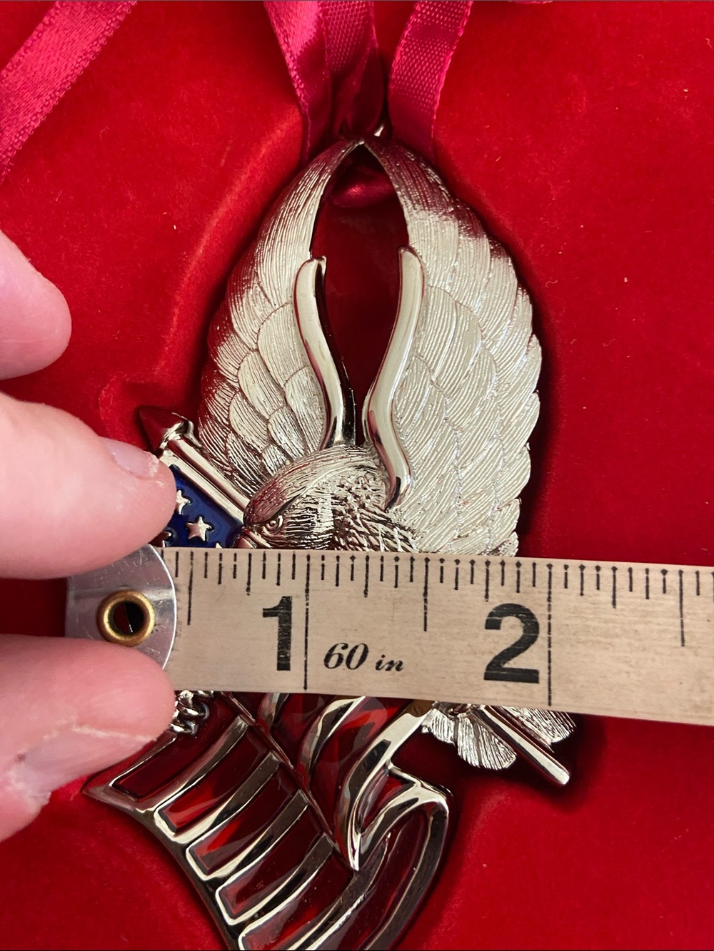 NiB GORHAM Patriotic Eagle American Flag Ornament - Picture 8 of 8